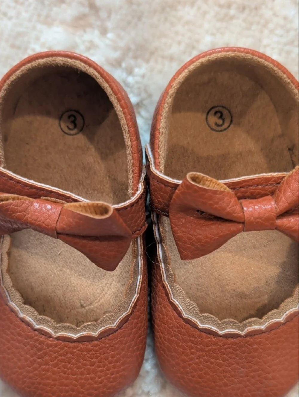 Baby Toddler Brown Shoes With Bow And Strap